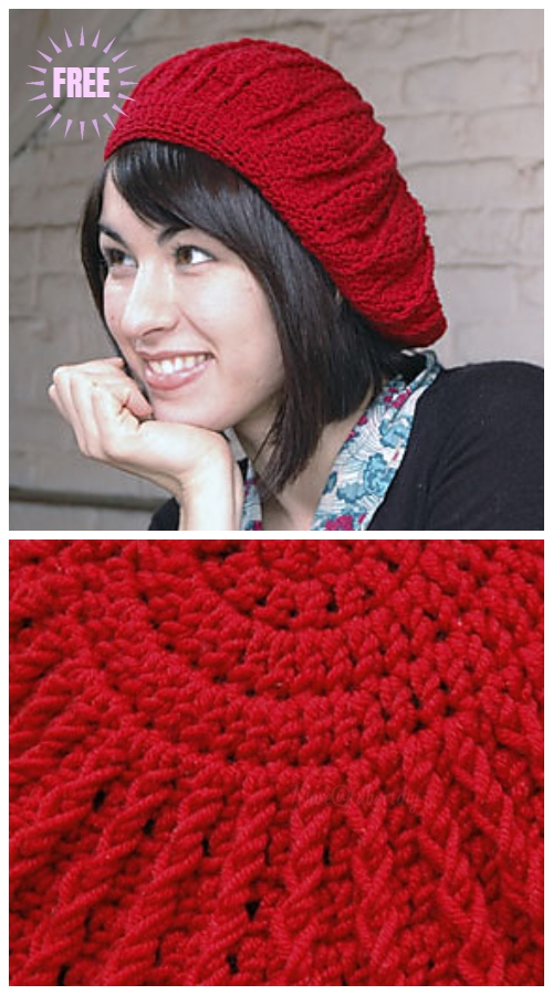 Crochet Sunburst Phannie Beret Hat Free Crochet Pattern