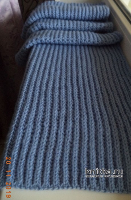 Вязанный спицами шарф английской резинкой. Работа Анны вязание и схемы вязания