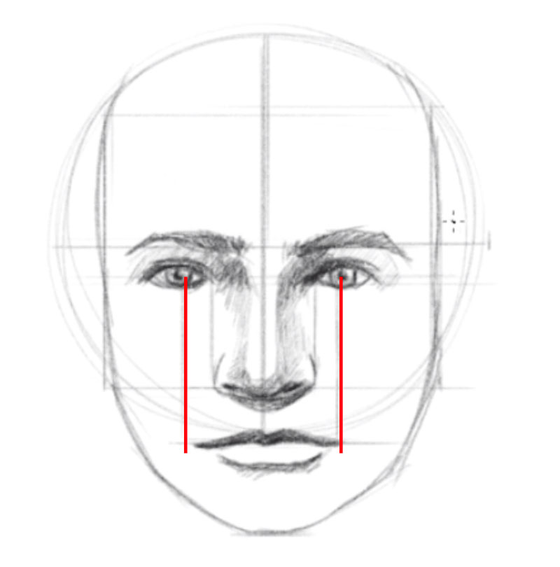 How to draw a head - step - 7 - Locate and draw the mouth