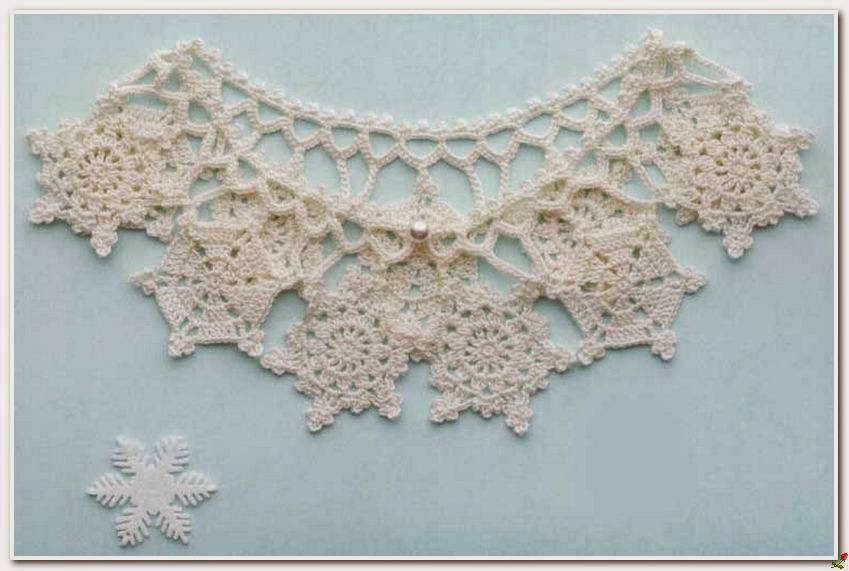 Crochet collar with snowflake motif