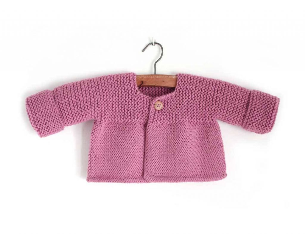 Easy Garter and Stockinette Stitch Baby Cardigan Free Knitting Pattern