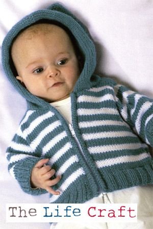 Free Baby Knitting Pattern for a Simple Striped Hoodie
