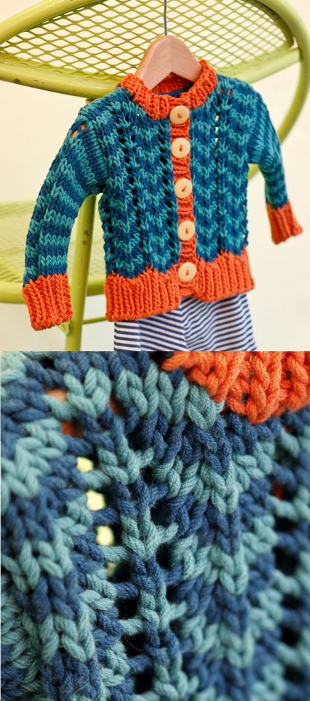 Free Knitting Pattern for a Baby Cardigan with Ripple Stitch