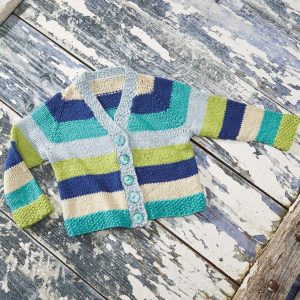 Free Knitting Pattern for a Baby and Kids Striped Cardigan