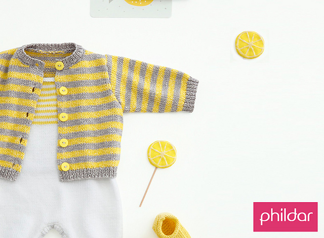 Free Knitting Pattern for an Easy Striped Baby Cardigan