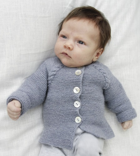 Garter stitch raglan baby cardigan free knitting pattern